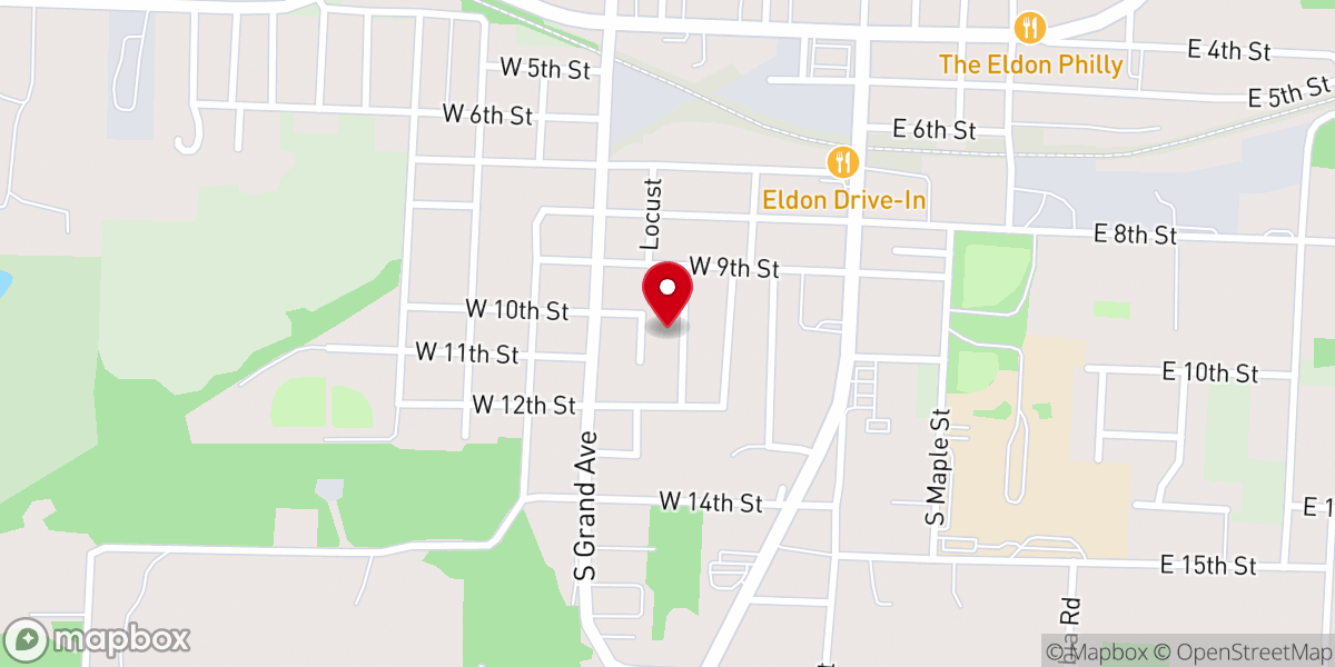 Map showing location of Ninth Street Christian Church