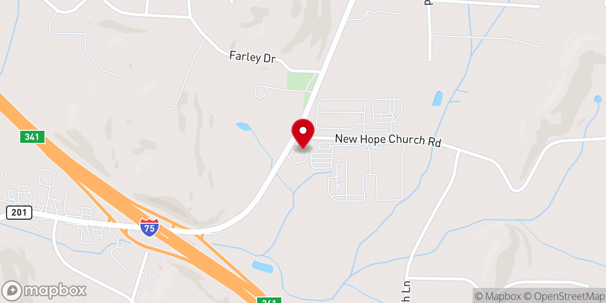 Map showing location of New Hope Church