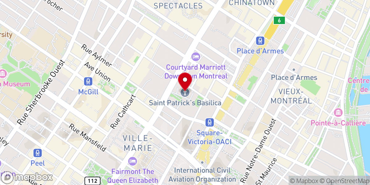Map showing location of Saint Patrick's Basilica