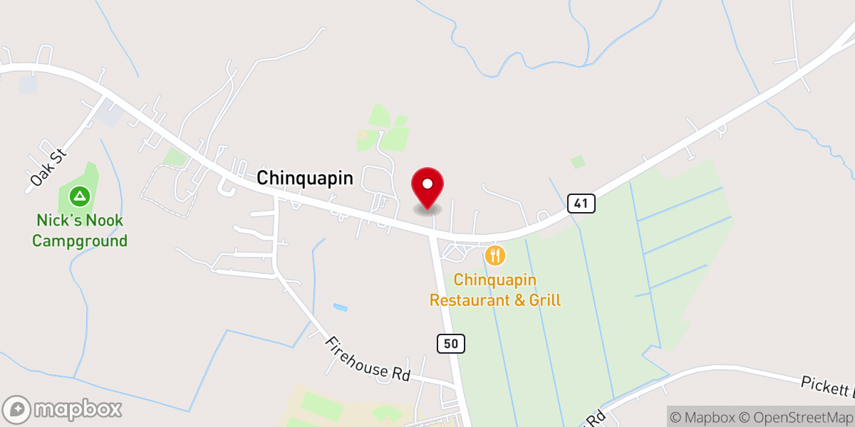 Map showing location of Chinquapin Presbyterian Church