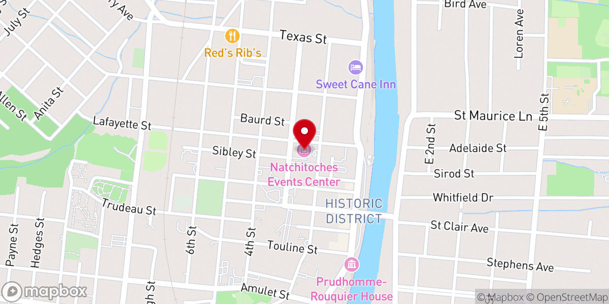Map showing location of Natchitoches Events Center