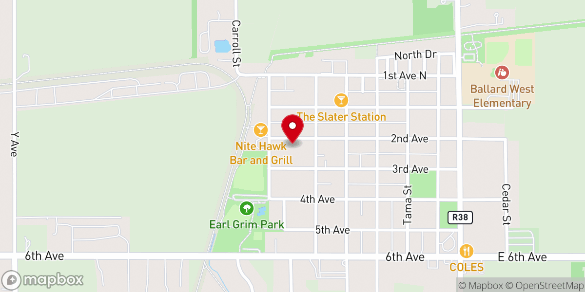 Map showing location of Slater United Methodist Parsonage