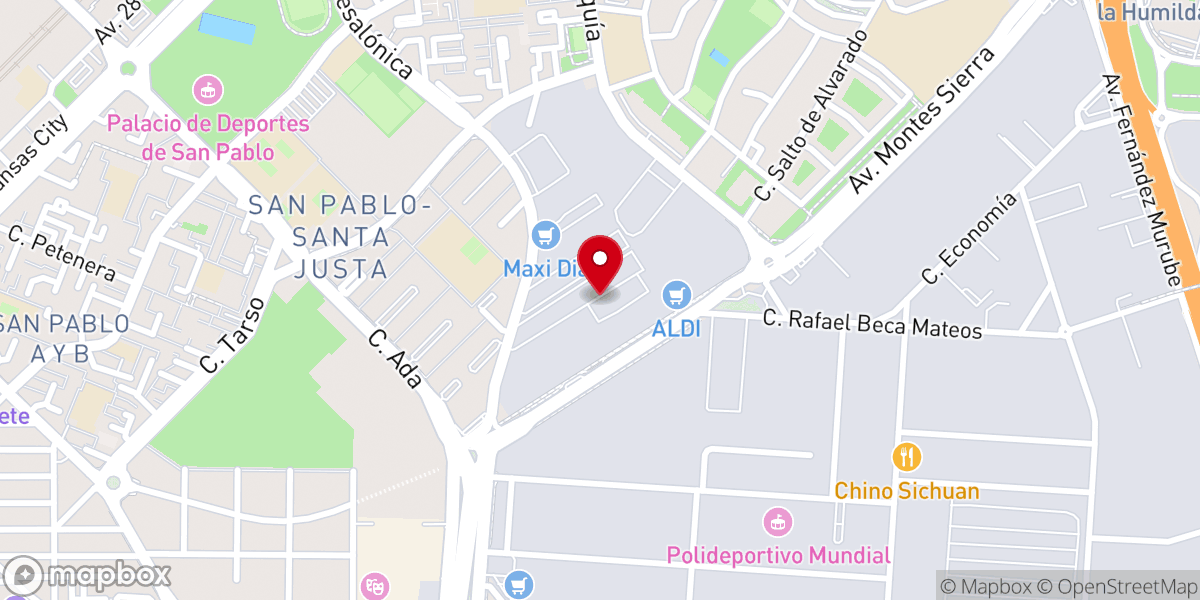 Map showing location of Iglesia ARCA Sevilla