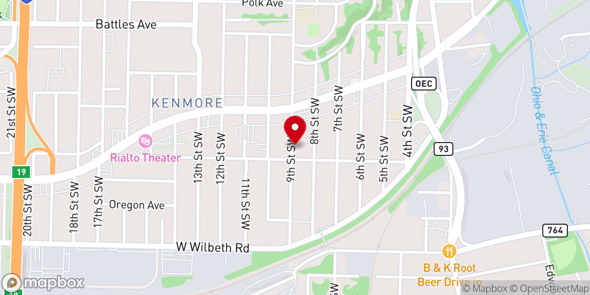 Map showing location of Akron United Wesleyan Church