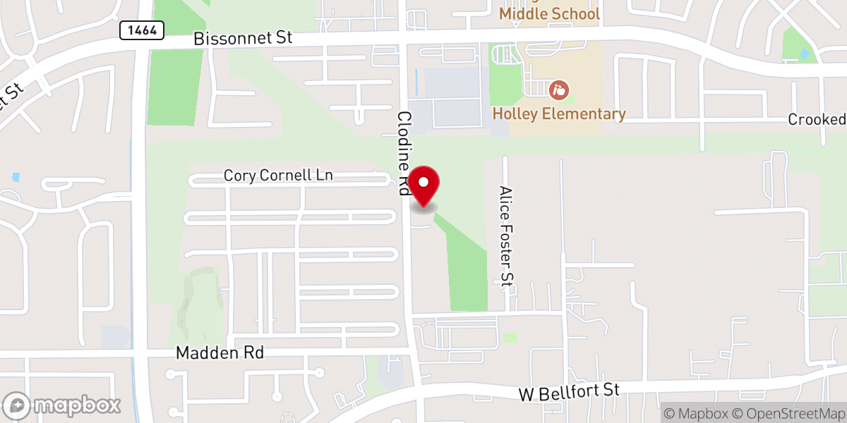 Map showing location of Mission Bend Church of Christ