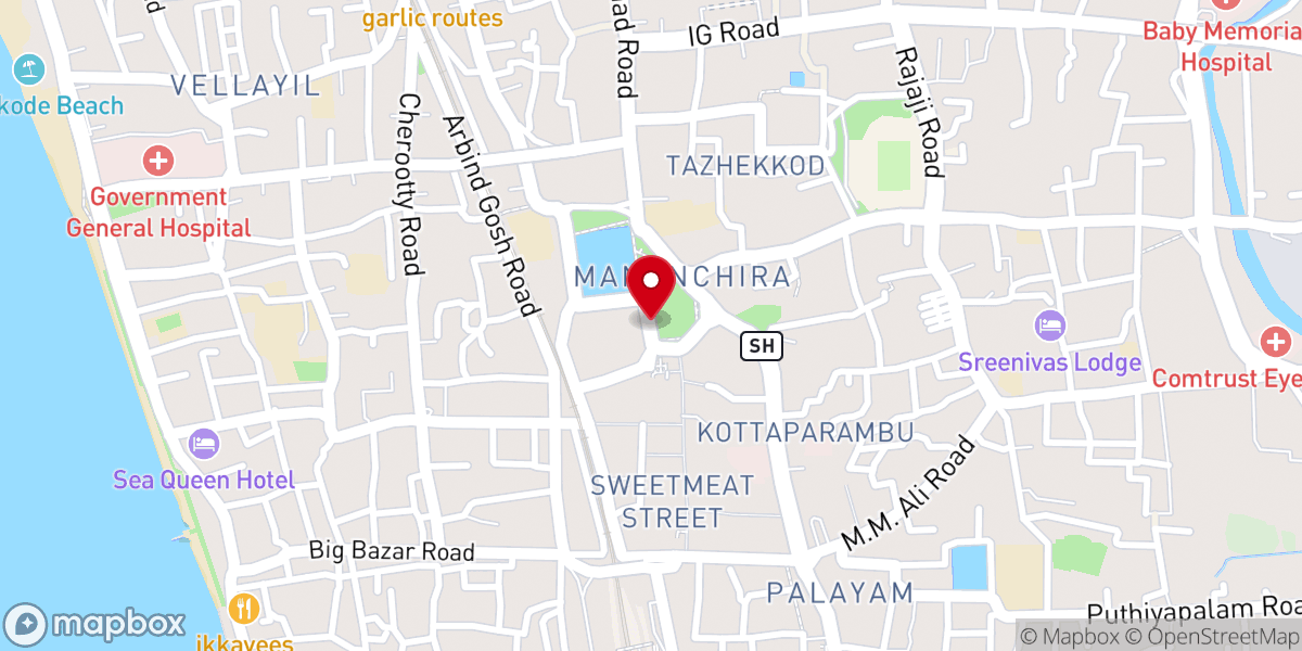 Map showing location of New India Church Of God - Kozhikode Town Church