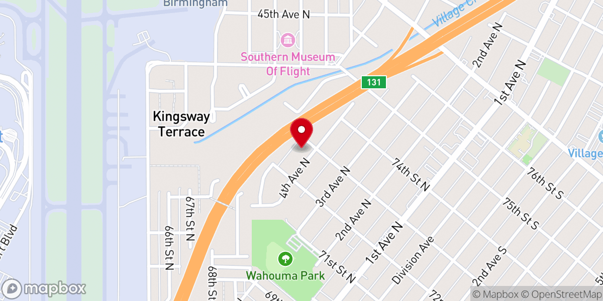 Map showing location of Fourth Avenue North Baptist Church