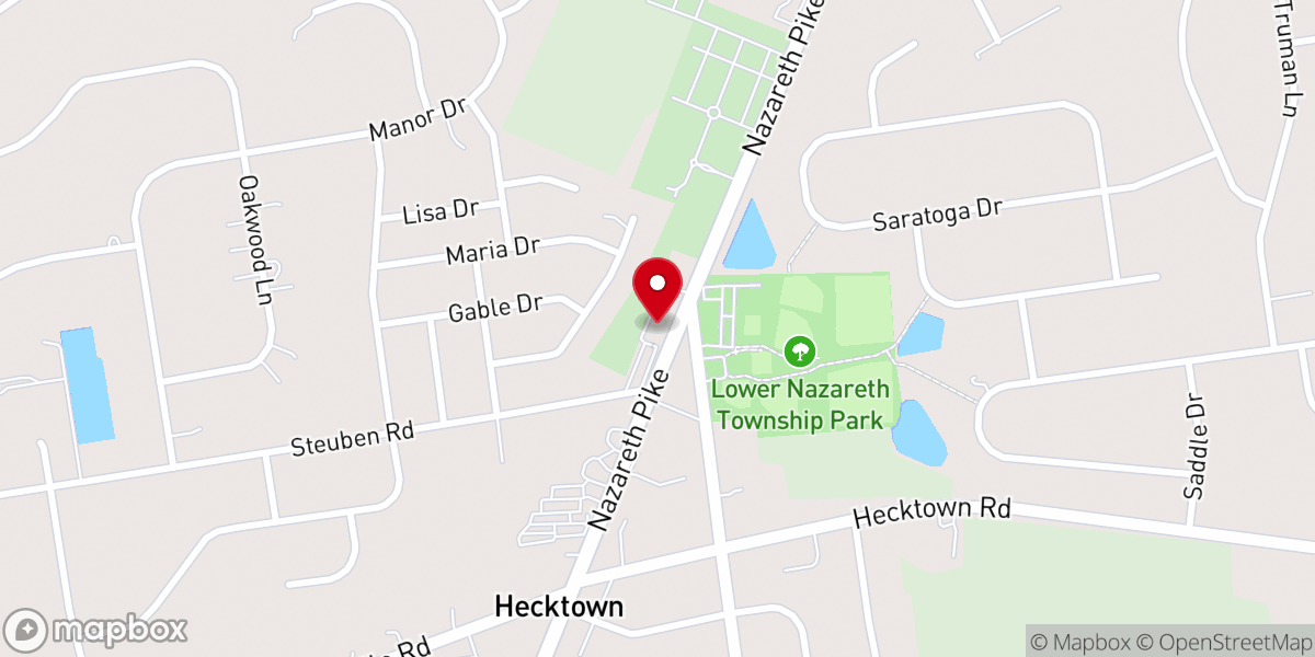 Map showing location of Trinity Evangelical Lutheran Church, Hecktown