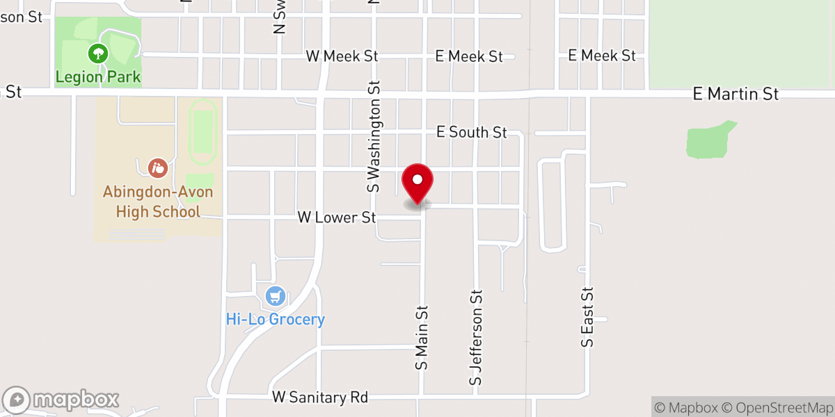 Map showing location of Abingdon Christian Church, Abingdon, IL