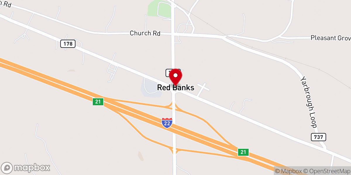 Map showing location of Red Banks