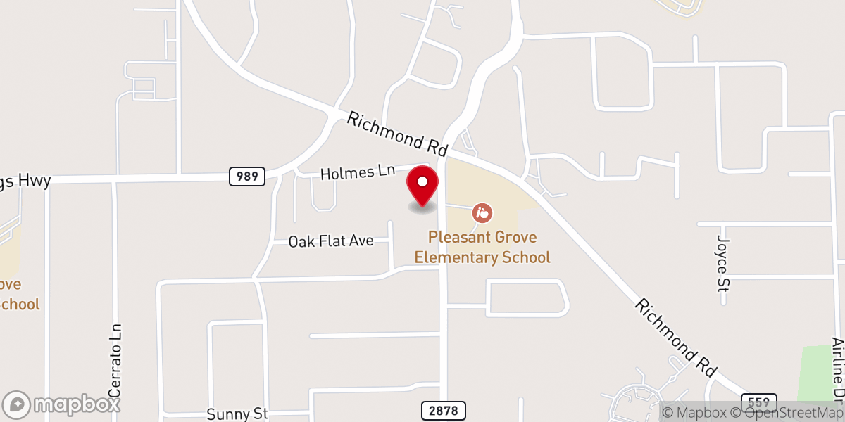 Map showing location of Pleasant Grove Christian Church