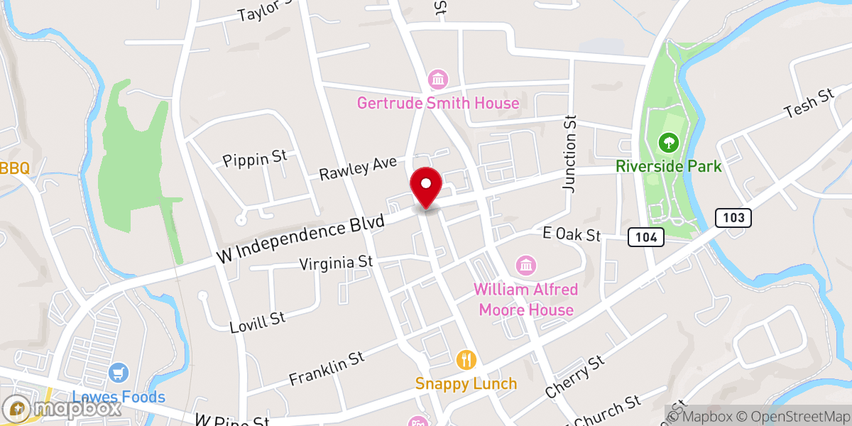 Map showing location of Trinity Episcopal Church