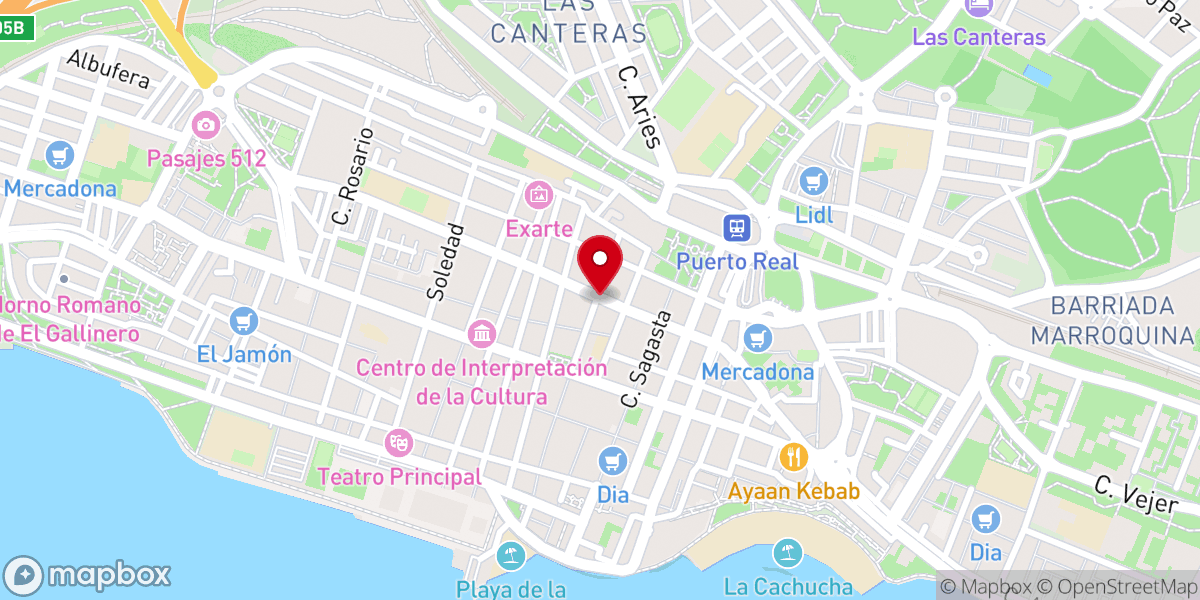 Map showing location of Iglesia Evangélica
