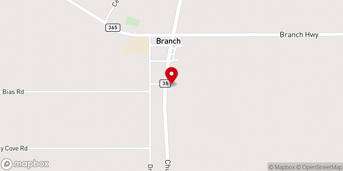 Map showing location of Branch Volunteer Fire Department