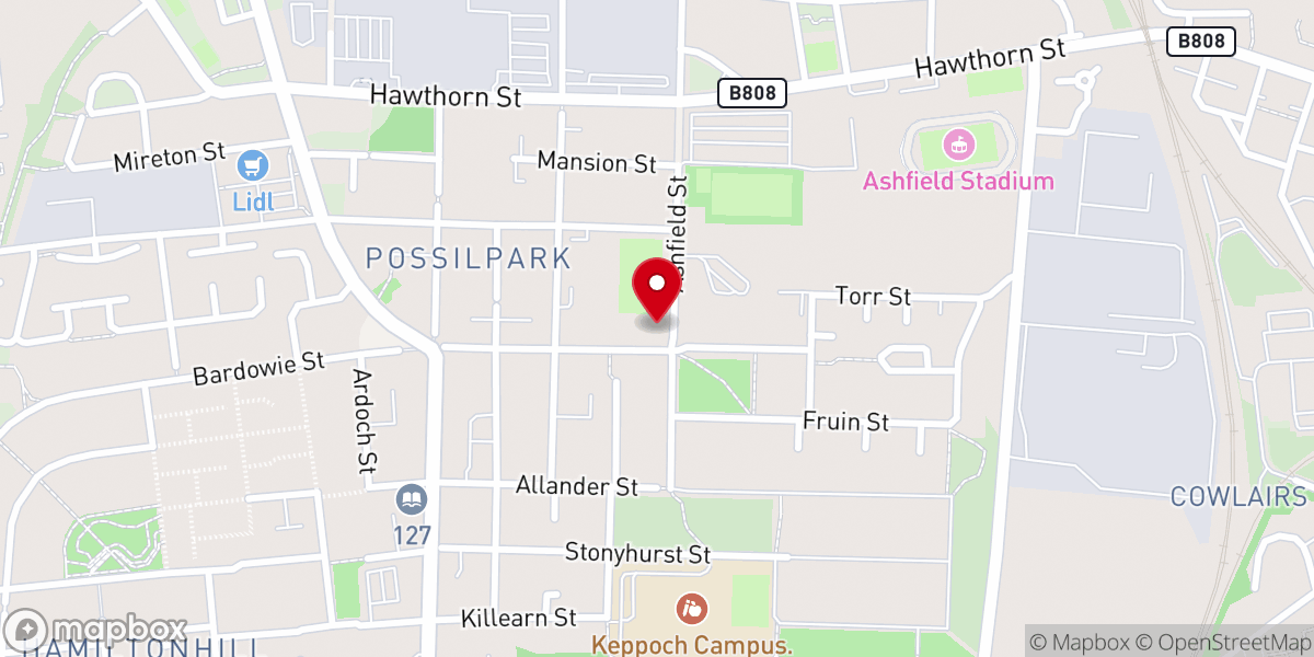 Map showing location of World Mission Agency; Winners Chapel International Glasgow