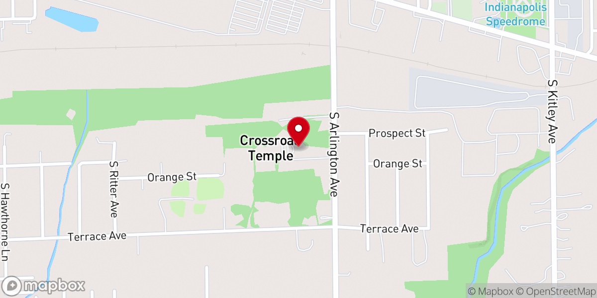 Map showing location of Crossroads Baptist Church