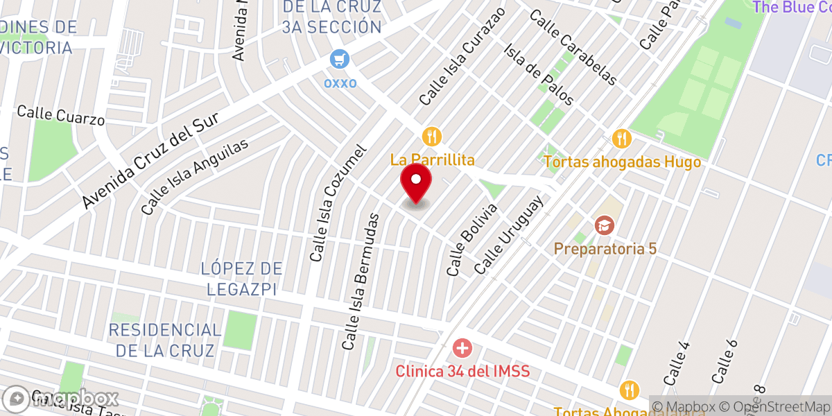 Map showing location of Templo Getsemaní La Cruz