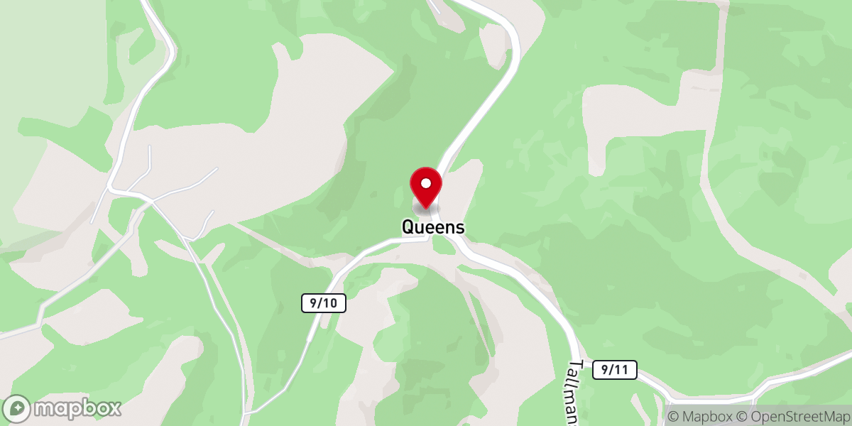Map showing location of Queens Church