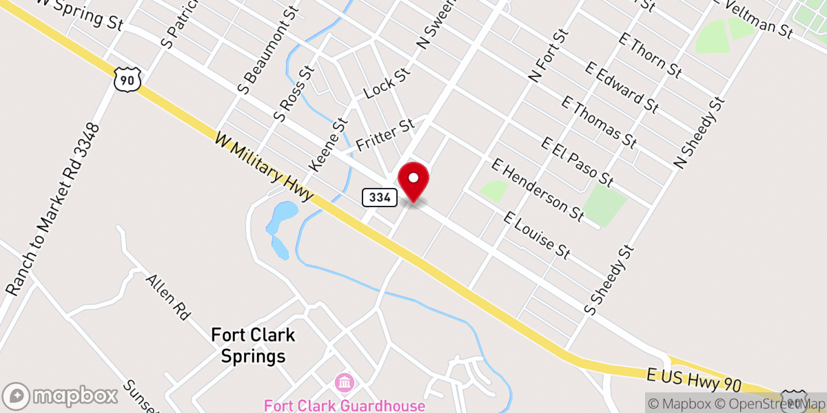 Map showing location of HOPE Outreach Center of Brackettville