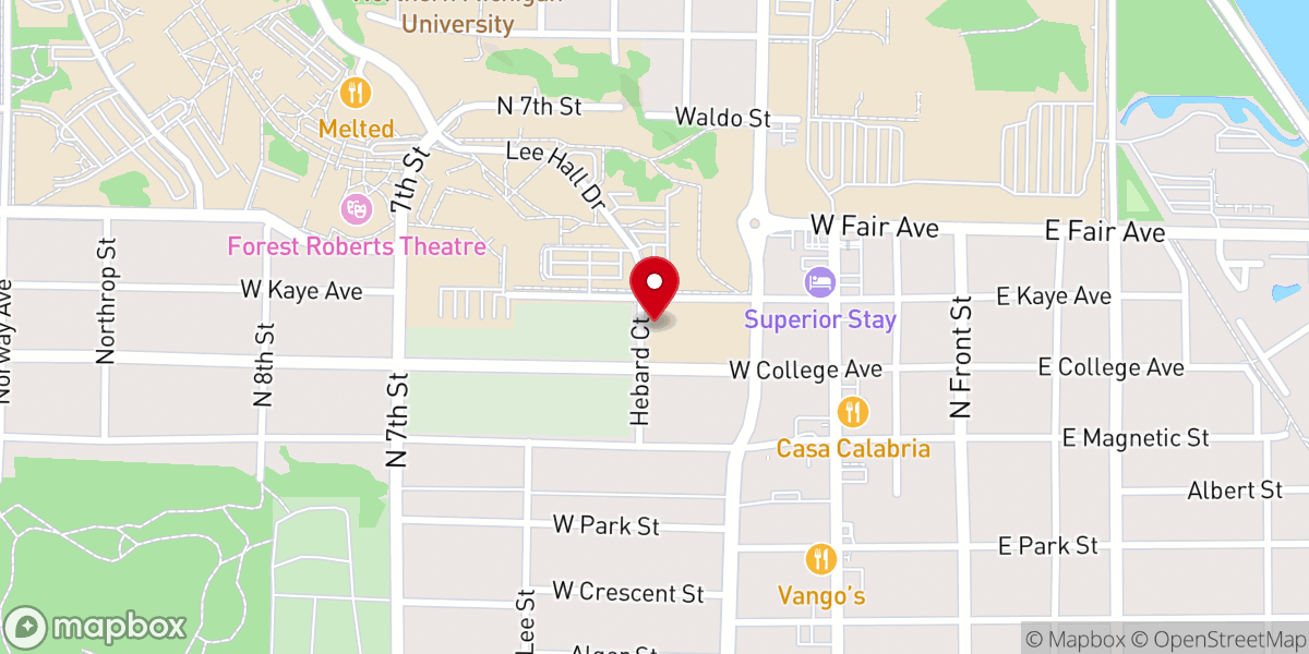 Map showing location of Catholic Campus Ministry at NMU