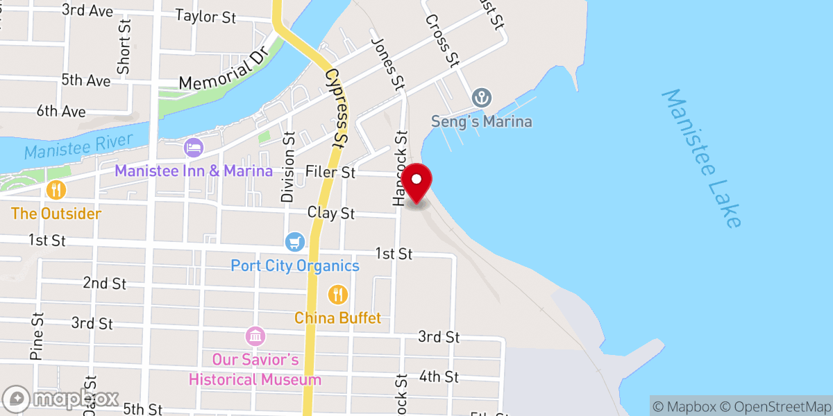 Map showing location of The Tabernacle - Manistee Campus
