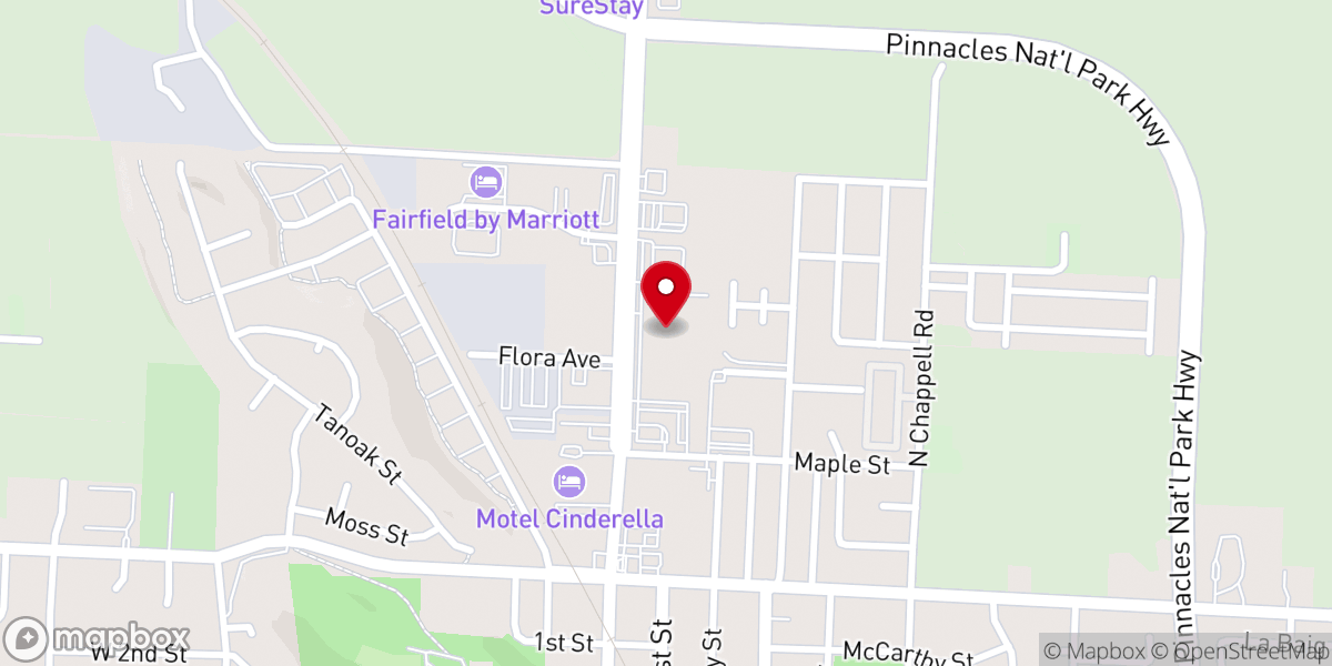 Map showing location of Gateway City Church Hollister