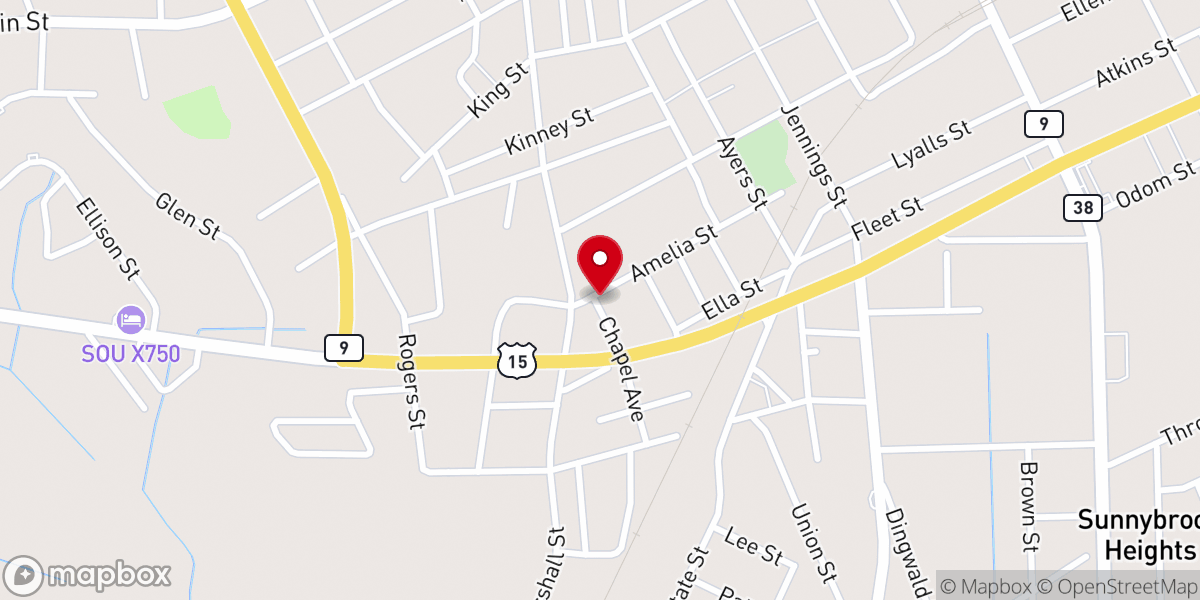 Map showing location of Evans Metropolitan AME Zion Church