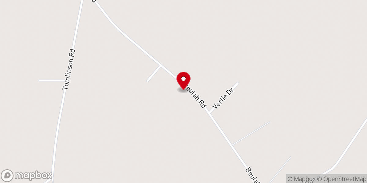 Map showing location of Beulah Church