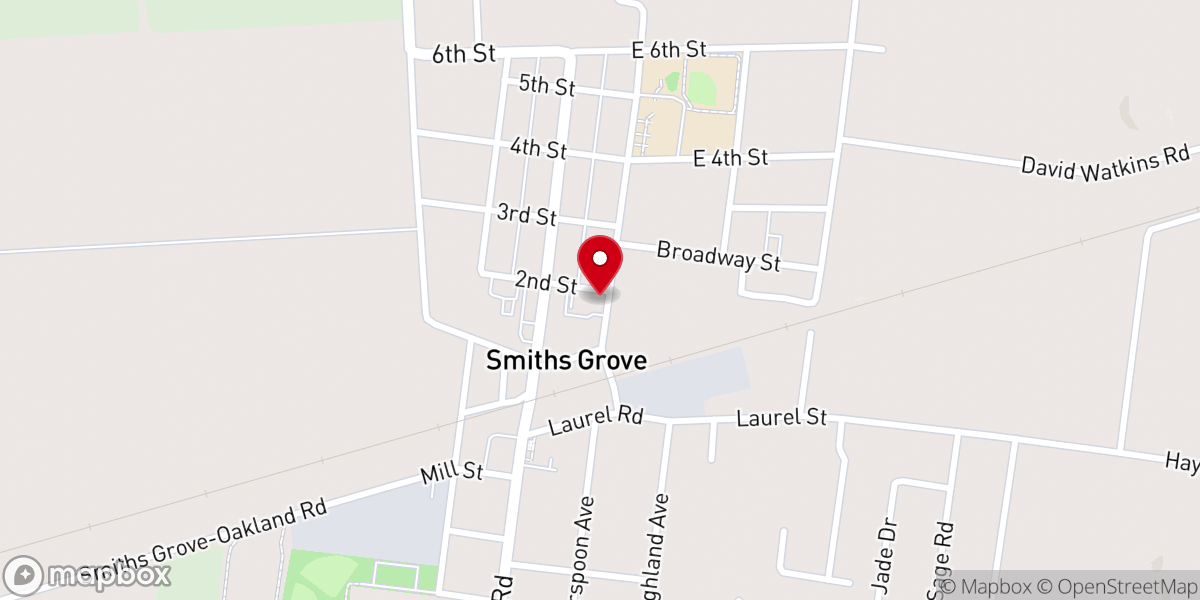 Map showing location of Smiths Grove Presbyterian Church