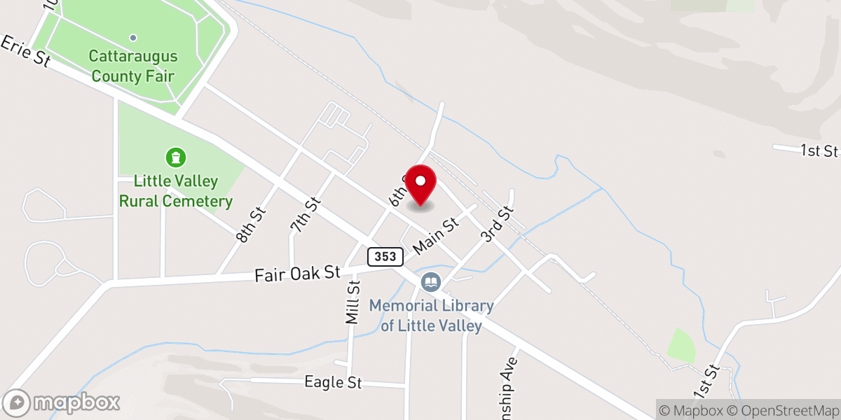 Map showing location of The Little Valley United Methodist Church