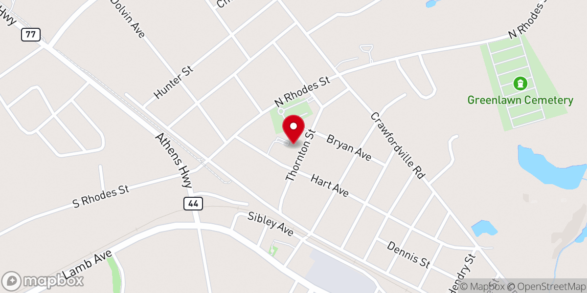 Map showing location of First Baptist Church Union Point