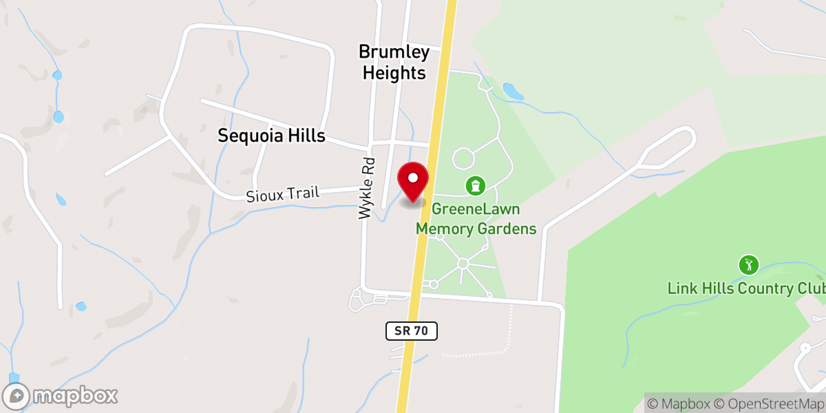 Map showing location of Greene Lawn Baptist Church