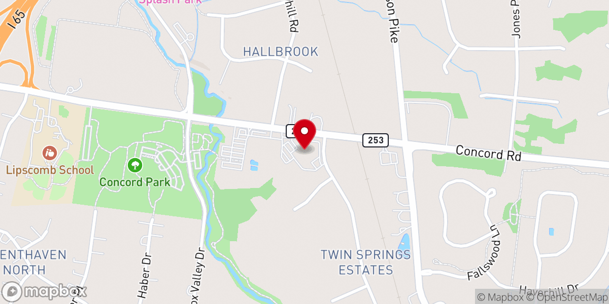 Map showing location of Concord Road Church of Christ
