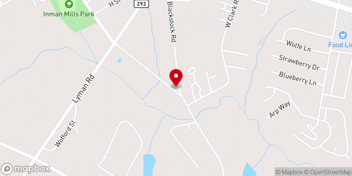Map showing location of Inman First Free Will Church