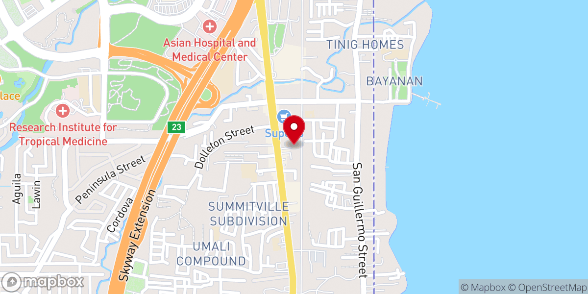 Map showing location of Mary, Mother of God Parish (Diocese of Parañaque) - National Road Bayanan, Muntinlupa City