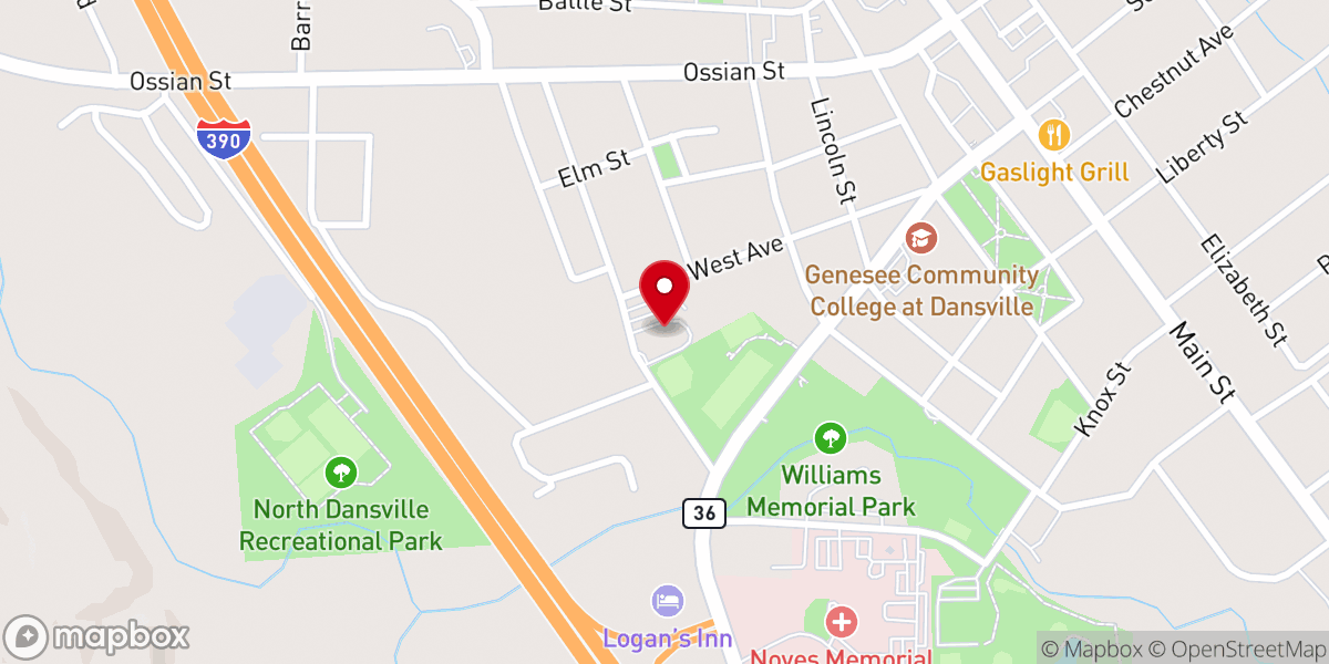 Map showing location of Dansville Community Center