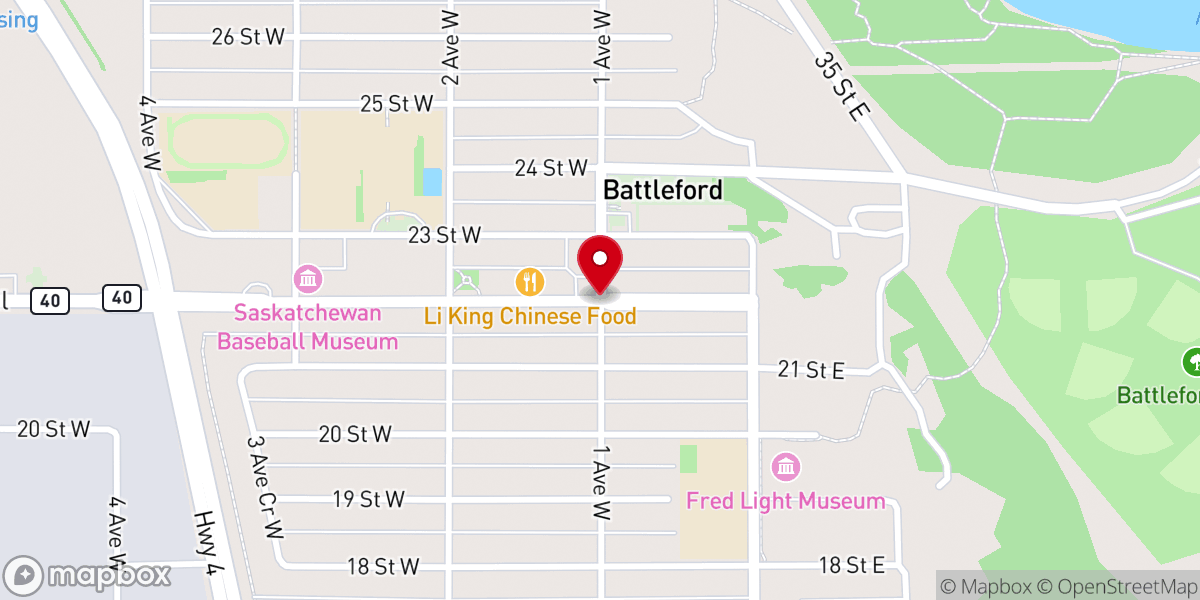 Map showing location of Battleford