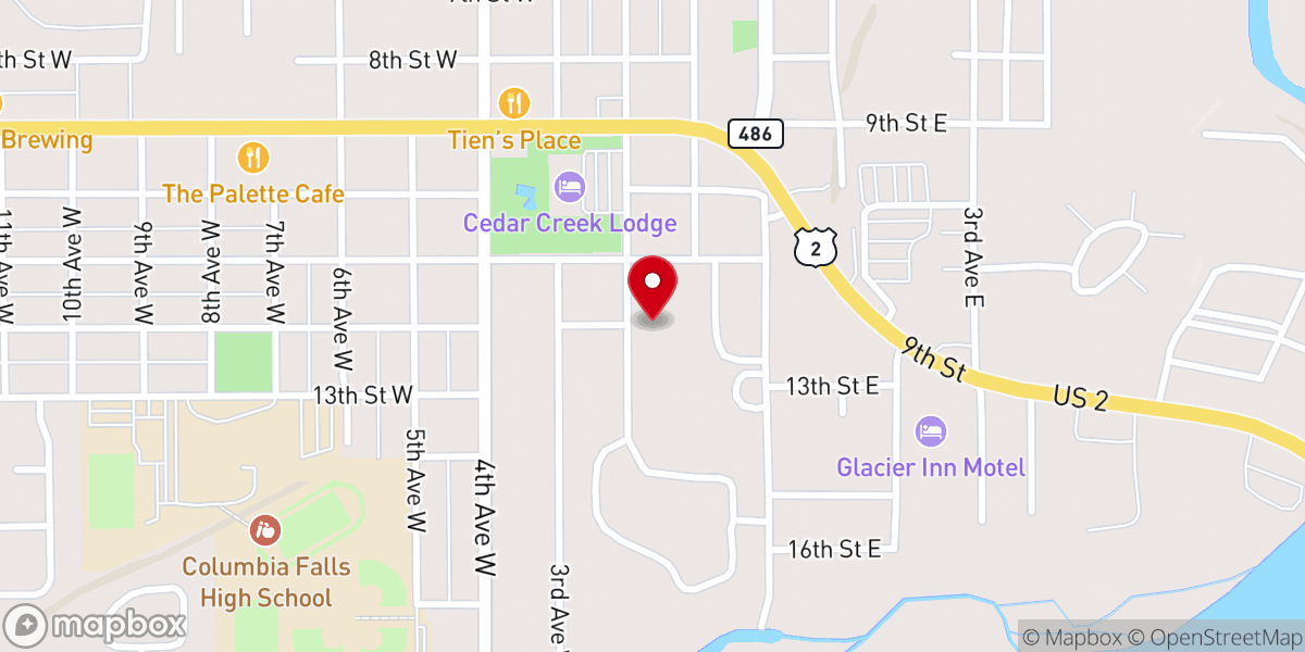Map showing location of Glacier Church of Christ