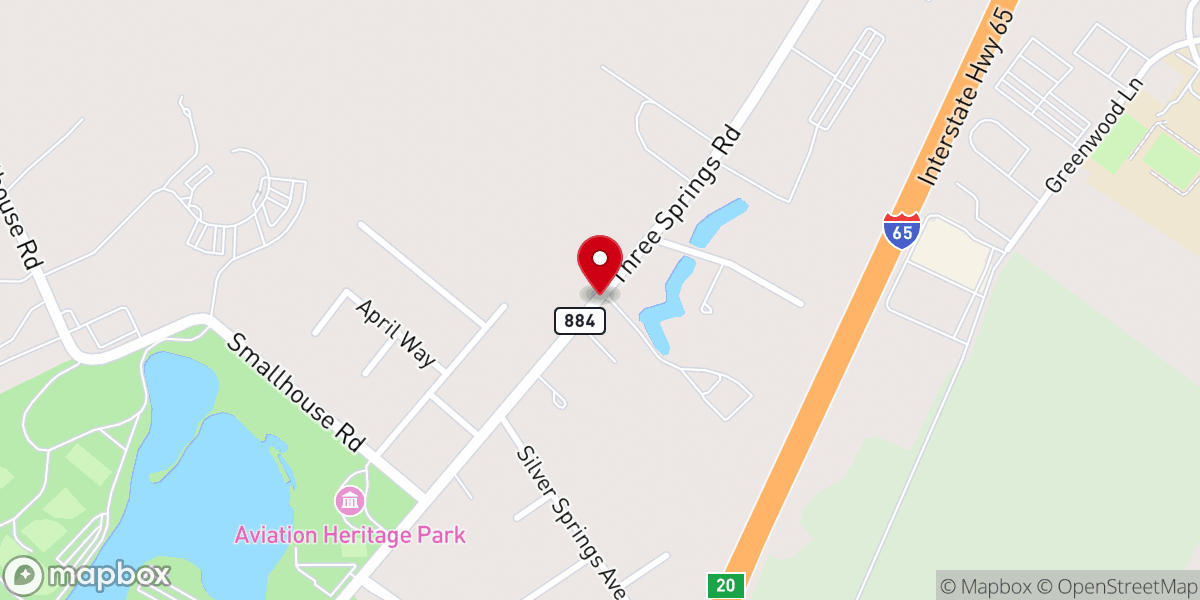 Map showing location of Three Springs Baptist Church