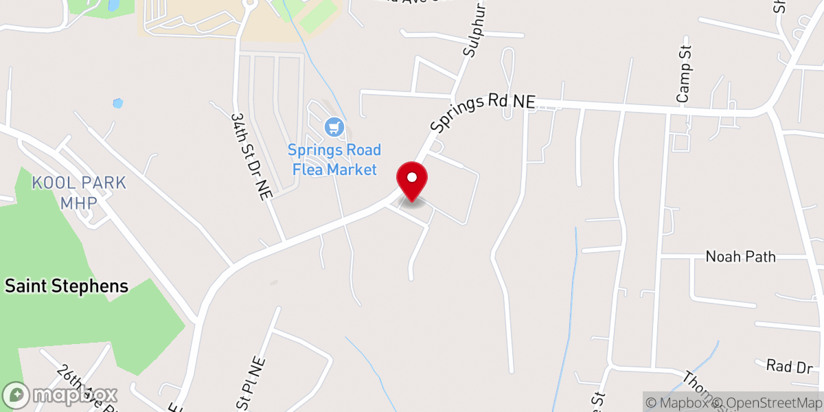 Map showing location of Springs Road Baptist Church