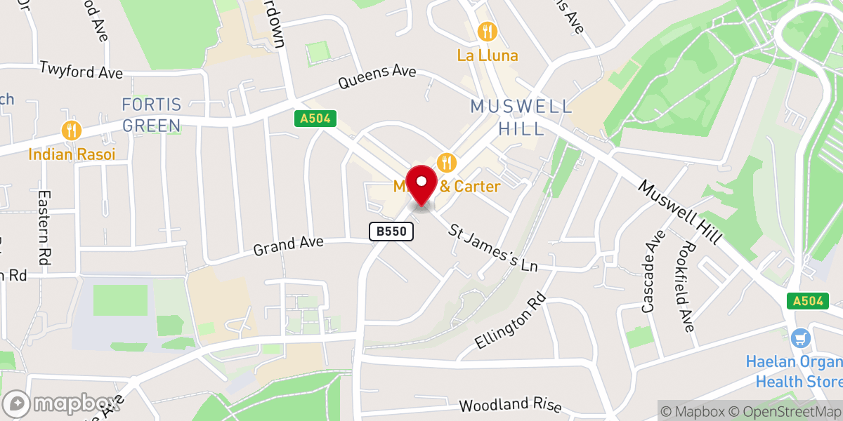 Map showing location of St James, Muswell Hill