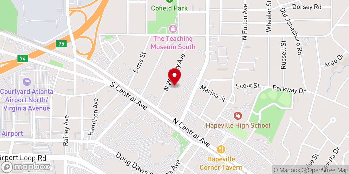 Map showing location of Hapeville Presbyterian Church