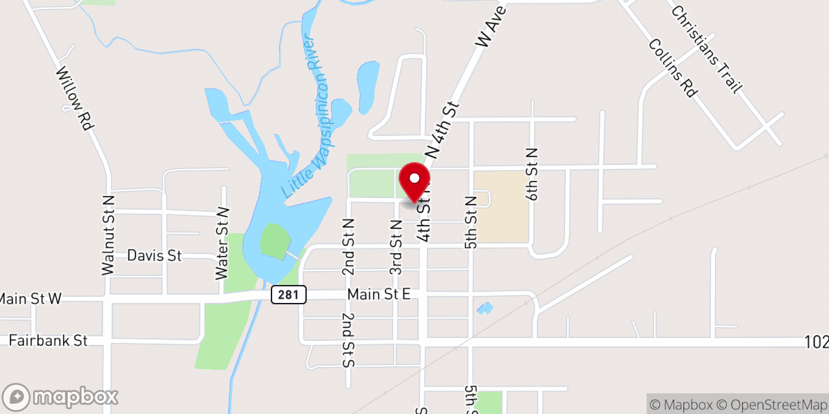 Map showing location of St John's Evangelical Lutheran Church