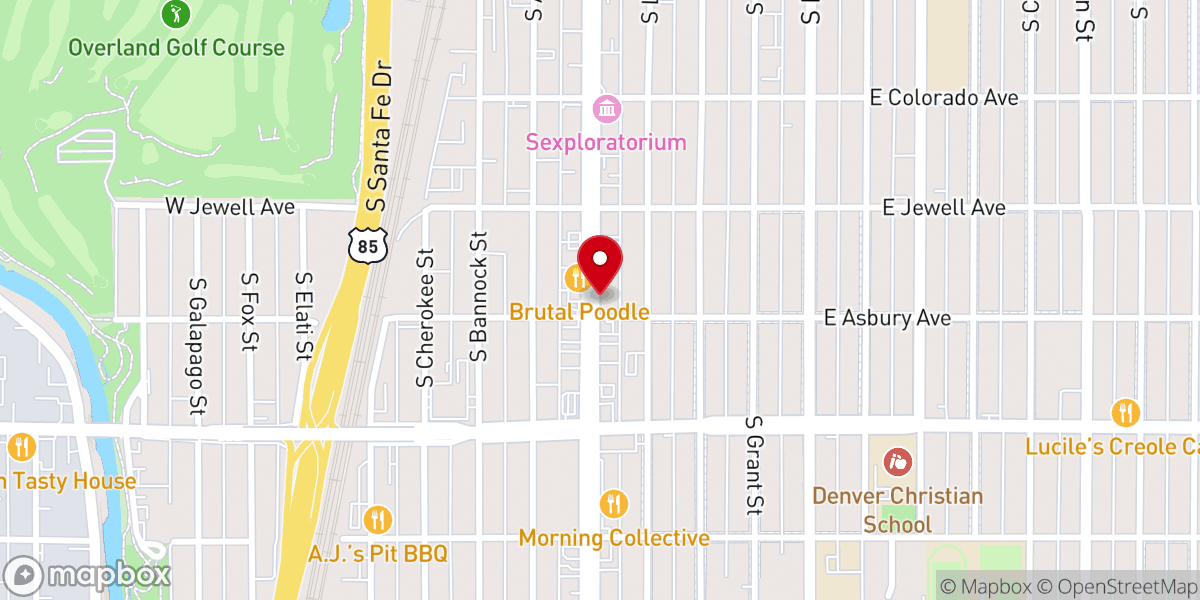 Map showing location of Fellowship Denver Church - South Broadway