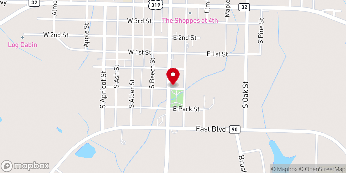 Map showing location of Ocilla Irwin Chambers of Commerce