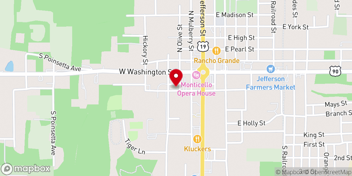 Map showing location of First Methodist Church of Monticello