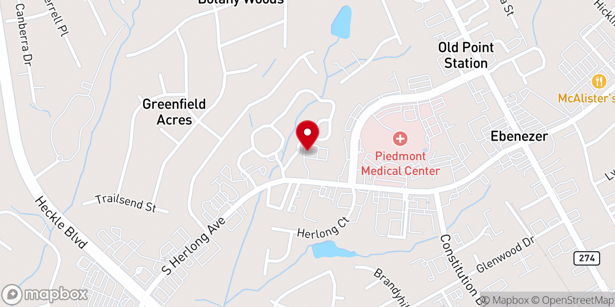 Map showing location of Ebenezer Baptist Church Rock Hill S C