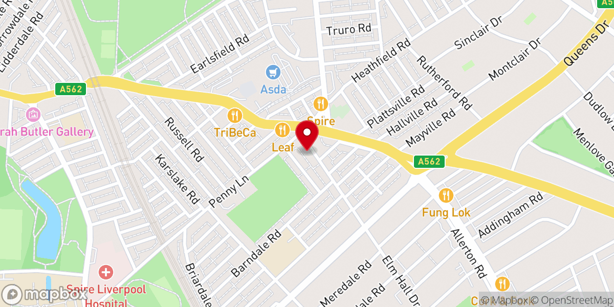Map showing location of Tamil EHD Methodist Church Liverpool
