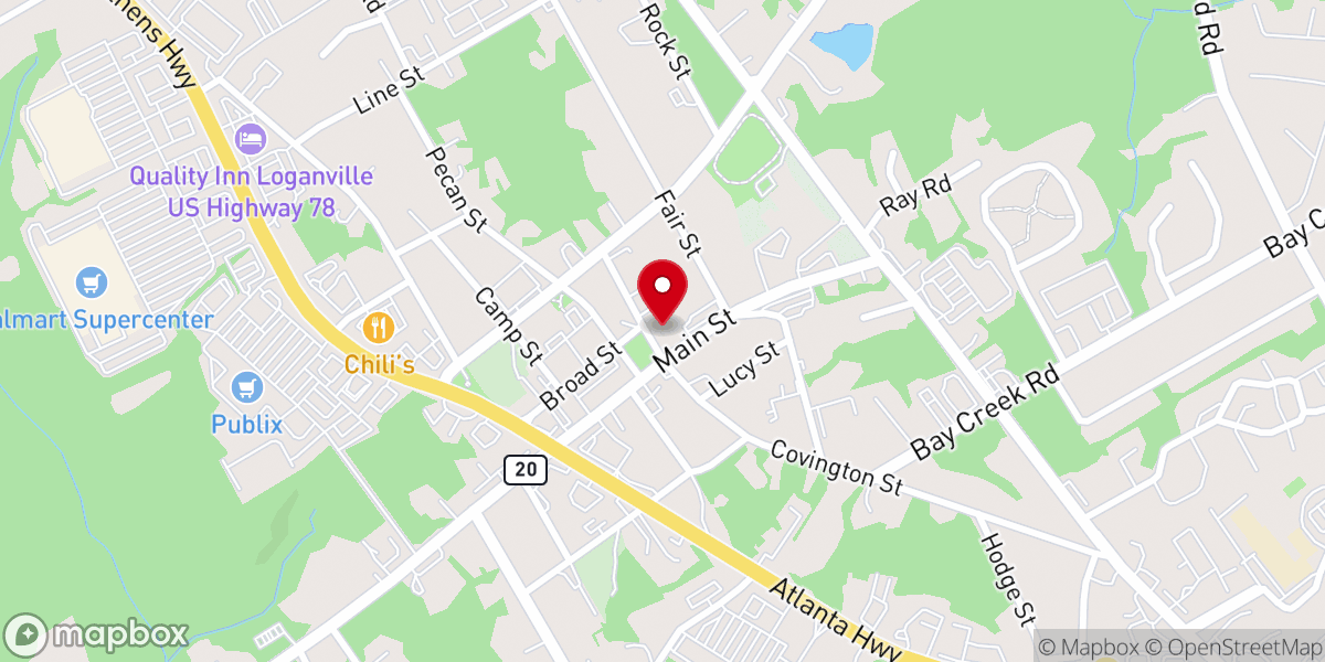 Map showing location of Loganville First United Methodist Church