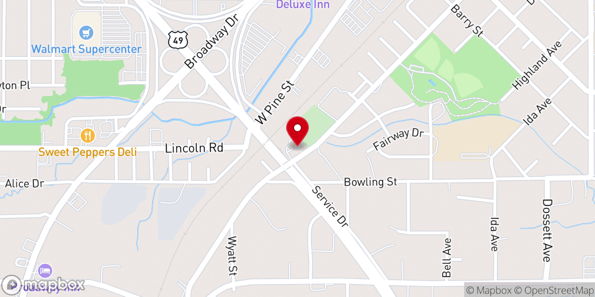 Map showing location of VIDA+LIFE Hattiesburg